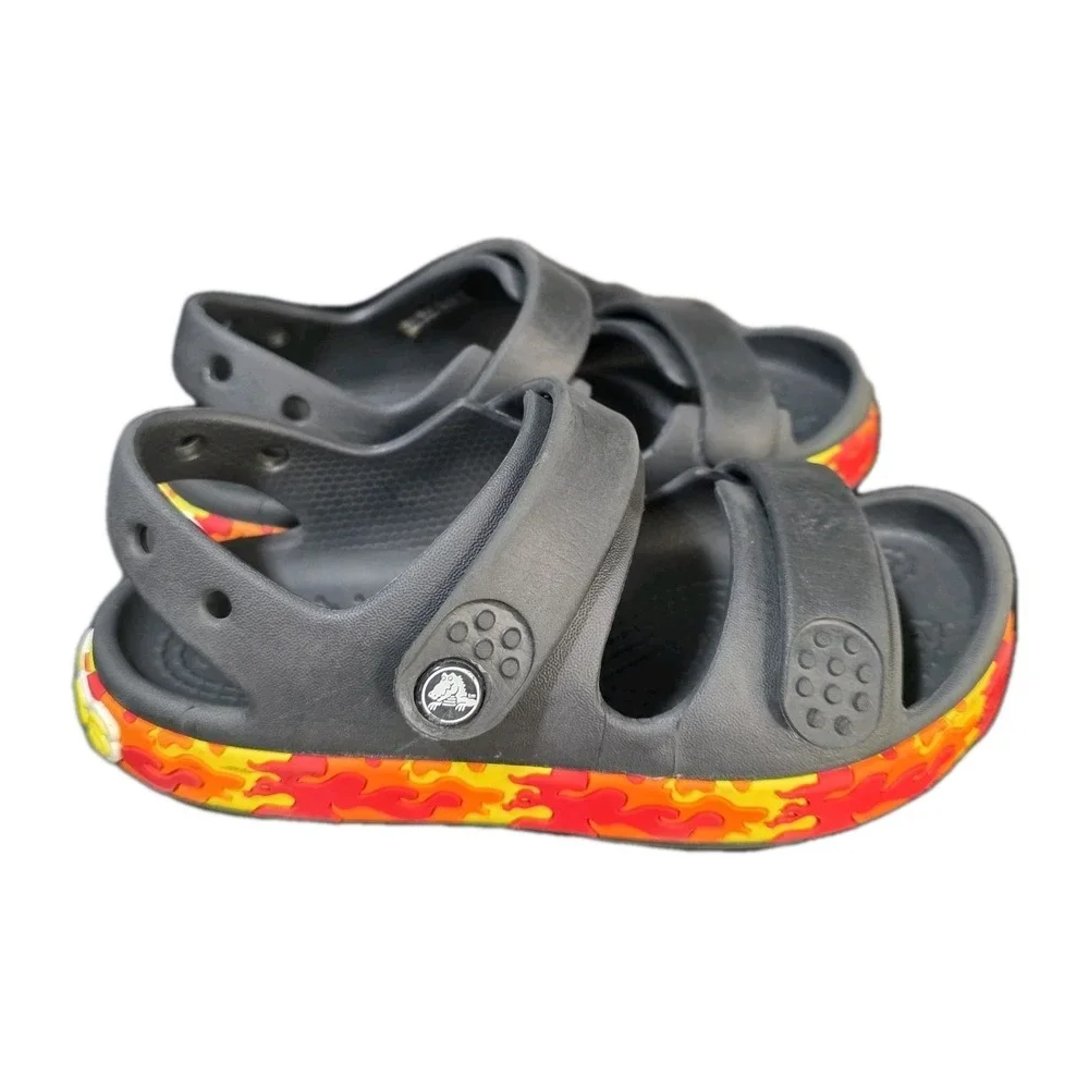 Crocs Crocband Cruiser Sandals Kids Size 12 Fire Flames Soles ***SEE DESCRIPTION